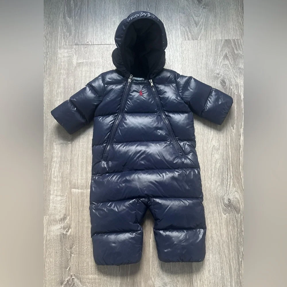 RALPH LAUREN HOODED DOWN SNOW SUIT SZ 6M